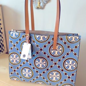 T Monogram Contrast Embossed Tote. Brand new with tags and dust cover